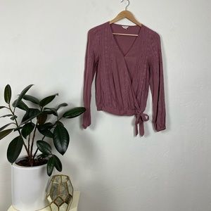 Aeropostale Embroidered Faux Wrap Top